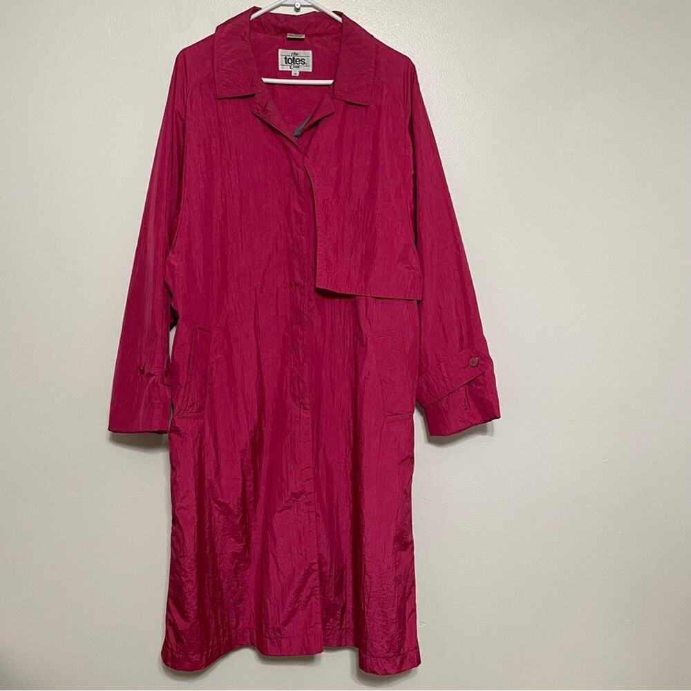 Totes Coat Raspberry Pink Water Repellent Trench Coat Size 14